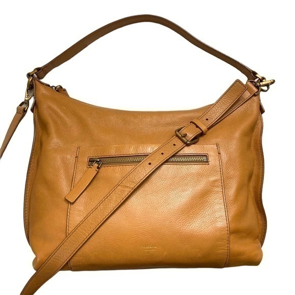 Fossil Handbags - Fossil light brown leather two way shoulder messenger bag unisex